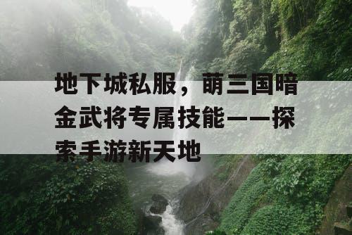 地下城私服，萌三国暗金武将专属技能——探索手游新天地