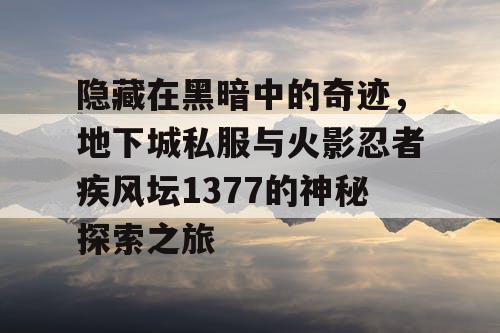 隐藏在黑暗中的奇迹，地下城私服与火影忍者疾风坛1377的神秘探索之旅