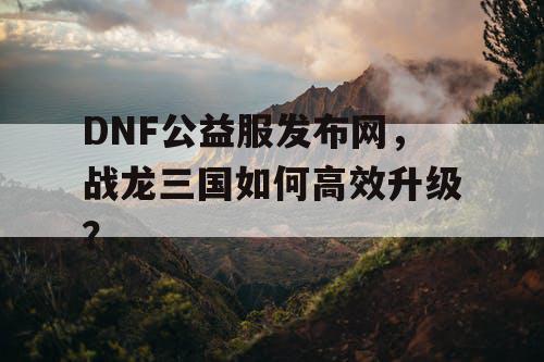 DNF公益服发布网，战龙三国如何高效升级？