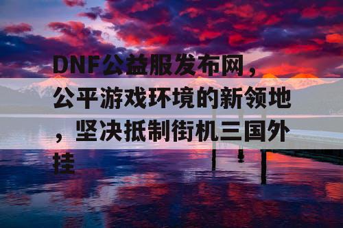 DNF公益服发布网，公平游戏环境的新领地，坚决抵制街机三国外挂