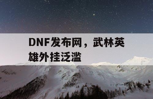 DNF发布网，武林英雄外挂泛滥