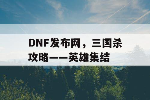 DNF发布网，三国杀攻略——英雄集结