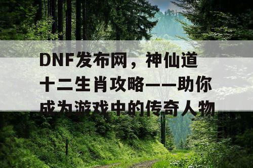 DNF发布网，神仙道十二生肖攻略——助你成为游戏中的传奇人物